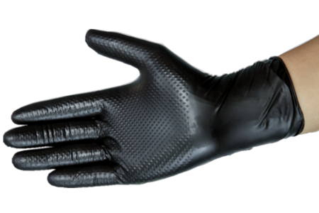 Black Vinyl and Nitrile Synthetic Gloves With Pearl Grain
