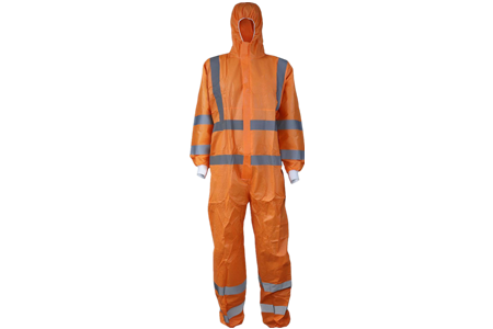 Orange Microporous Coverall with Reflective Tapes